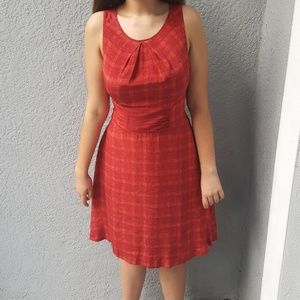 Silk Red/reddish orange print cut-out back dress